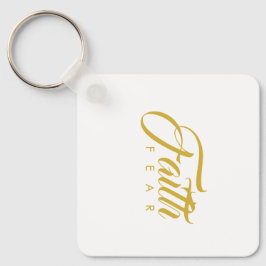 Chaveiro Fé sobre o medo Dourado e branco