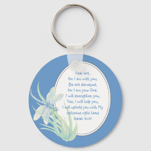 Chaveiro Fear Not, Isaiah Scripture Dragonfly Blue, Green