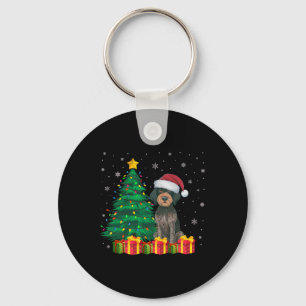 Chaveiro Febre alemã Wirehaired Pointer Santa Hat Natal