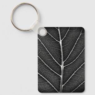 Chaveiro Fecho de folhas brilhantes a preto e branco