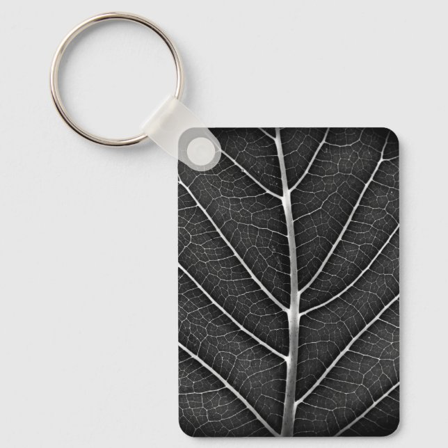 Chaveiro Fecho de folhas brilhantes a preto e branco (Frente)