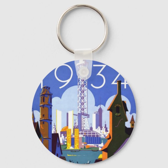 Chaveiro Feira Mundial de Chicago Vintage, 1934 (Frente)