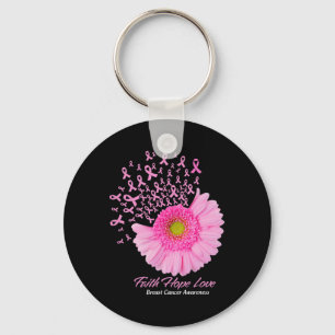 Chaveiro Feira Rosa Daisy Faith Esperança Ama Cancer