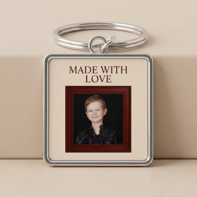 Chaveiro FEITO COM AMOR Foto Infantil Personalizada (Criador carregado)
