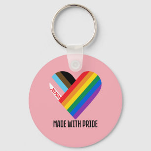 Chaveiro Feito Com Orgulho Coração Arco-íris Personalizado