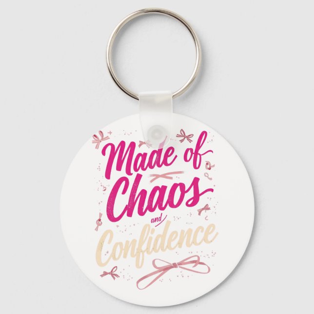 Chaveiro Feito de Caos e Confiança Rosa Atitude (Frente)