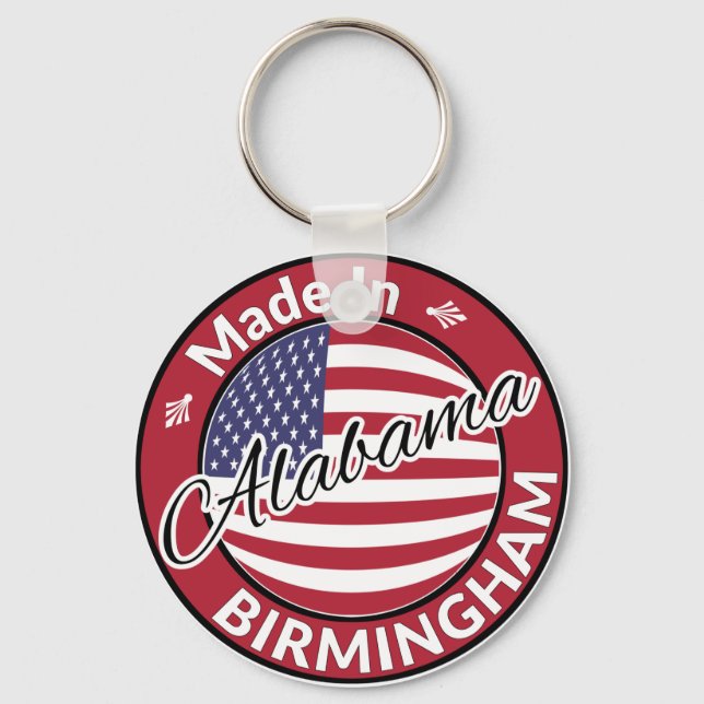 Chaveiro Feito em Birmingham Alabama Stars and Stripes Flag (Frente)
