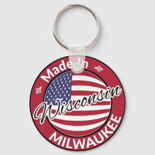 Chaveiro Feito em Milwaukee Wisconsin Flag nos EUA
