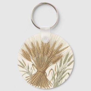 Chaveiro Feixe de Trigo Dourado Vintage Colheita