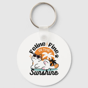 Chaveiro Feline Fine no Sol - Gato Tropical Relaxado