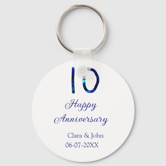 Chaveiro Feliz 10º aniversário data de adição do nome da li (Frente)