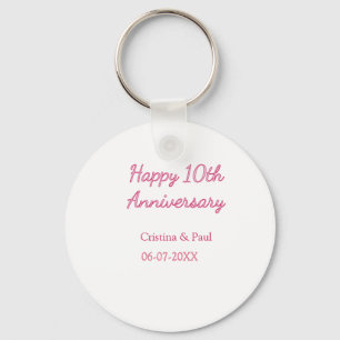 Chaveiro Feliz 10º aniversário simples nome de casamento mi