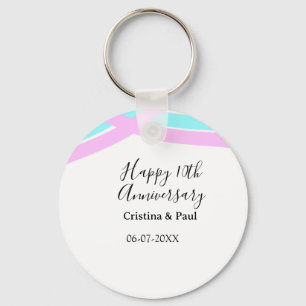 Chaveiro Feliz 10º aniversário simples nome de casamento mi