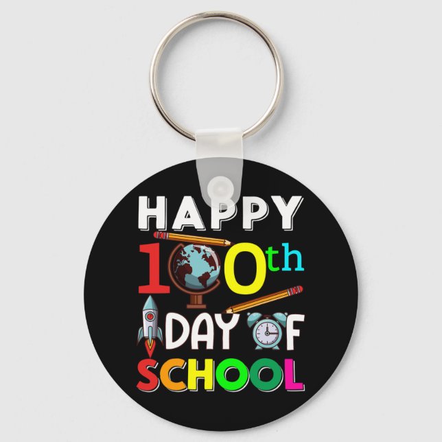 Chaveiro Feliz 100º Dia Da Escola 100 Dias De Ensino Escola (Frente)
