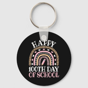 Chaveiro Feliz 100º Dia Da Escola 100 Dias Leopard Rainbow