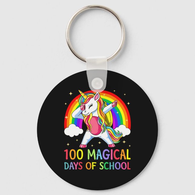 Chaveiro Feliz 100º Dia da Escola Unicórnio 100 Dias Mágico (Frente)