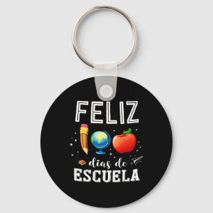 Chaveiro Feliz 100 Dias De Escuela Professora Espanhola Fel