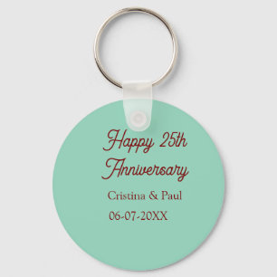 Chaveiro Feliz 25º aniversário verde pastel boho retrô