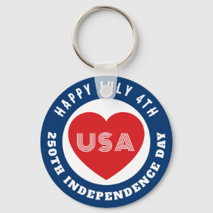 Chaveiro Feliz 250º Dia da Independência 4 de julho Amor EU