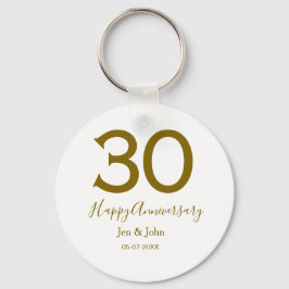 Chaveiro Feliz 30 data de aniversário data ouro bold lete