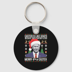 Chaveiro Feliz 4º de Páscoa Divertido Biden Camiseta Feia d