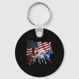 Chaveiro Feliz 4 De Julho, Bandeira Americana Cavalo Branco