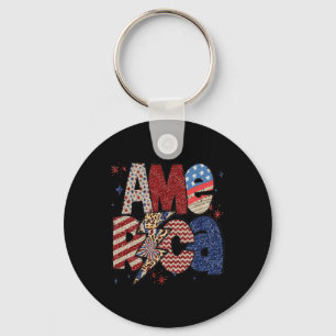 Chaveiro Feliz 4 de Julho Leopardo EUA Bandeira Americana P
