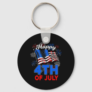 Chaveiro Feliz 4 de Julho Patriótico Americano Bandeira dos