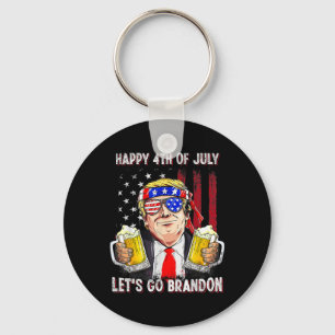 Chaveiro Feliz 4 de Julho Vamos Tomar Cerveja Brandon Trump