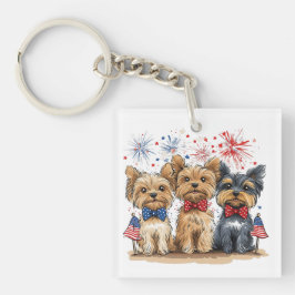 Chaveiro Feliz 4 De Julho Yorkshire Terrier Dogs