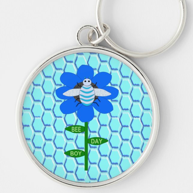 Chaveiro Feliz Abelha Azul Aniversário Bumblebee (Frente)