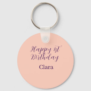 Chaveiro Feliz aniversário de 1 ano laranja roxo boho retrô