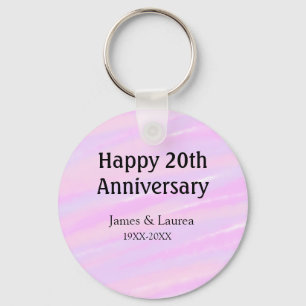 Chaveiro Feliz aniversário de 20 anos nome rosa roxo pastel
