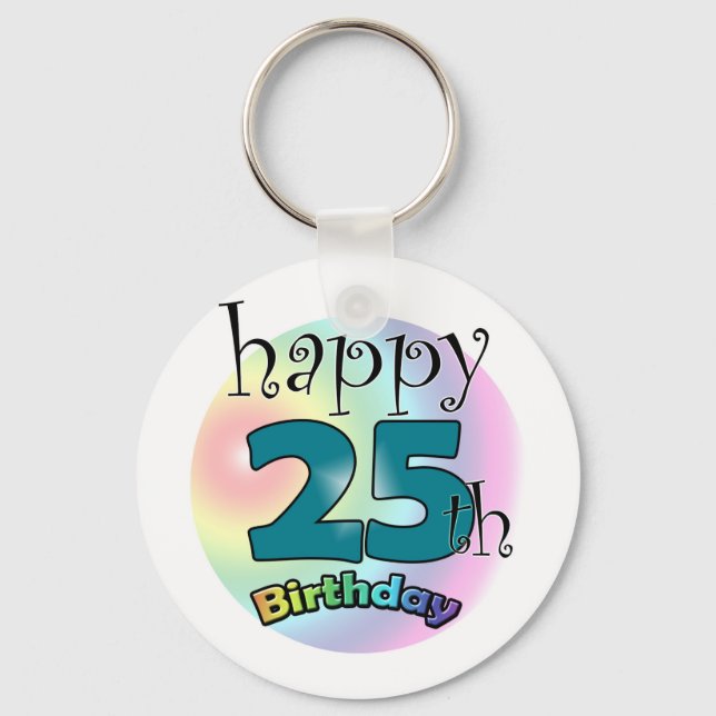 Chaveiro Feliz aniversário de 25 (blauw) (Frente)