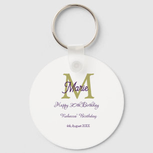 Chaveiro Feliz aniversário de 30 anos dourado nome monogram