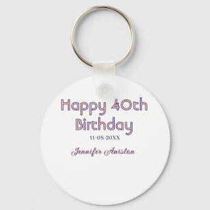 Chaveiro Feliz aniversário de 40 anos adicionar nome data r