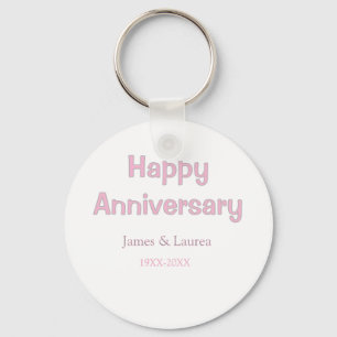 Chaveiro Feliz aniversário de casamento nome data ano rosa