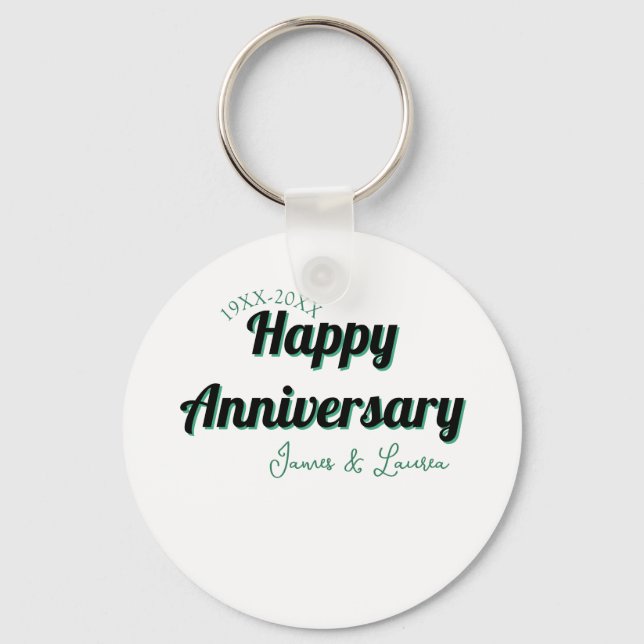Chaveiro Feliz aniversário de casamento nome data ano verde (Frente)