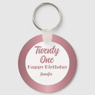 Chaveiro Feliz Aniversário do Bastante Rosa Dourado Script 