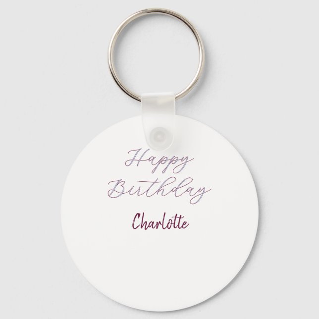 Chaveiro Feliz Aniversário maron azul cinza nome data paste (Frente)