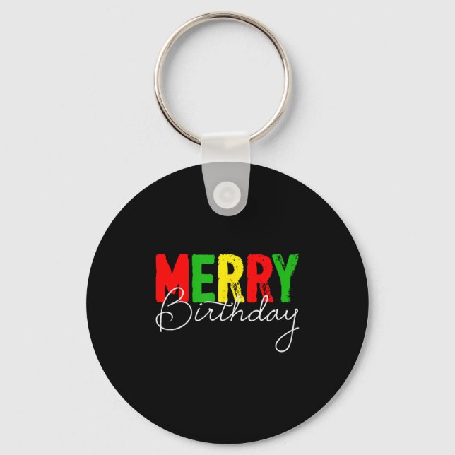 Chaveiro Feliz Aniversário, Nascido no Dia de Natal  (Frente)