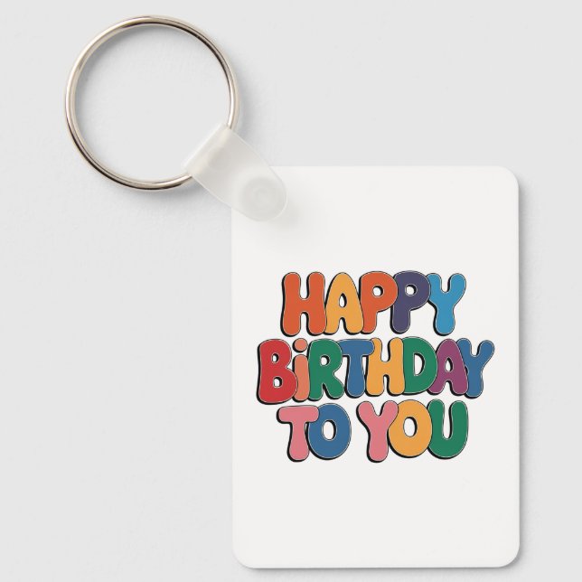 Chaveiro Feliz Aniversário Retrô (Frente)