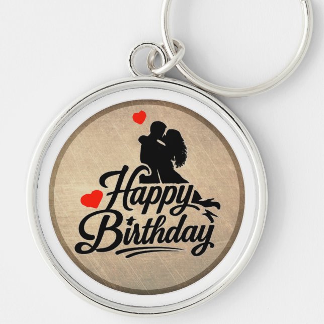 Chaveiro Feliz Aniversário Romântico (Frente)