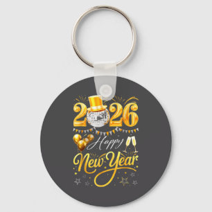 Chaveiro Feliz Ano Novo 2026 Chapéu Dourado Bola de Discote