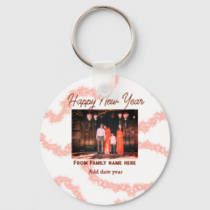 Chaveiro Feliz ano novo castanho adicionar nome da família 