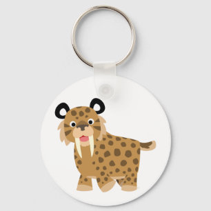 Chaveiro feliz bonito de Smilodon dos desenhos