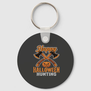 Chaveiro Feliz Caça de Halloween Machados Cruzados Abóbora