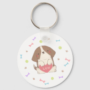 Chaveiro Feliz Cachorro Feliz com Ilustração LUV