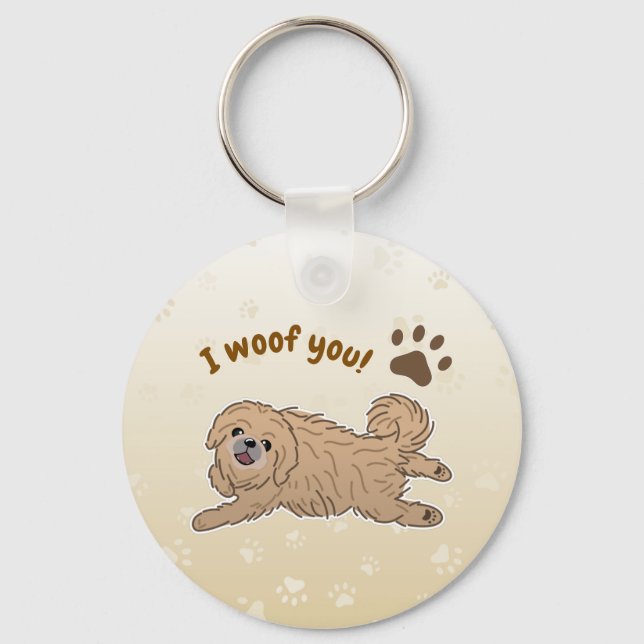 Chaveiro Feliz Cachorro Pekingês Ao Lover I Wows (Frente)