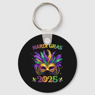 Chaveiro Feliz Carnaval Mardi Gras Máscara 2025 Jes